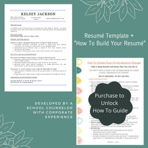 Simple Resume Template Canva and MS Word / How To Create a Resume / Teacher Lesson Plan / College High School Resume / Template and Guide