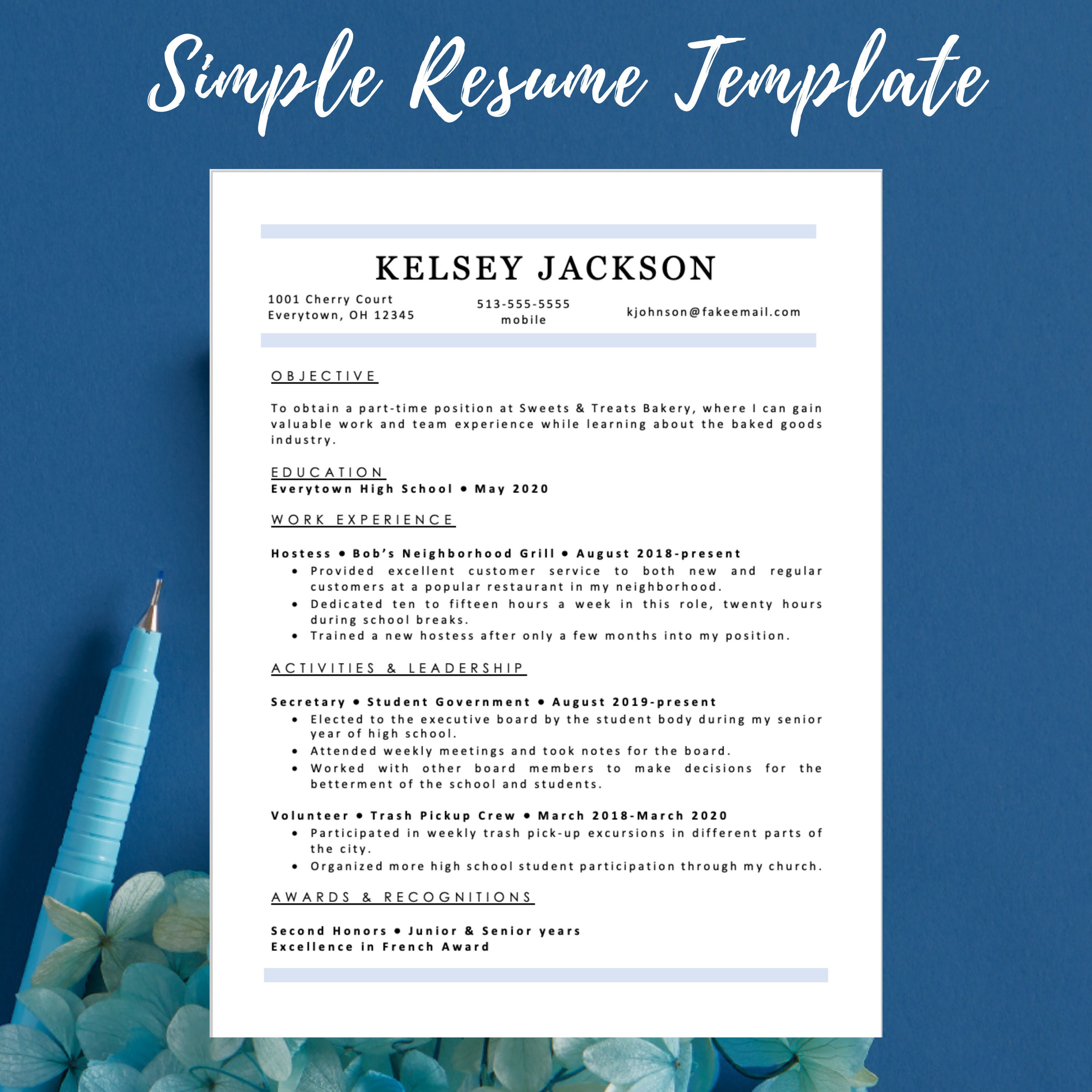 simple resume format with table