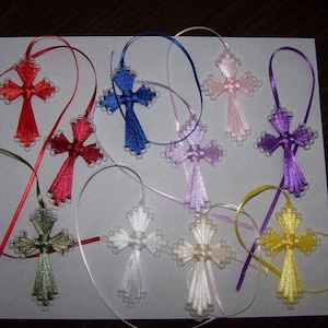 Ribbon Cross Bookmarks in plastic canvas (set of 12)