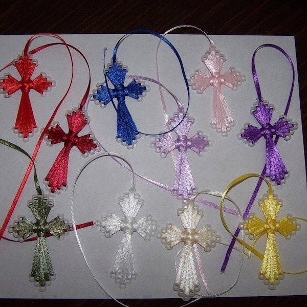 Ribbon Cross Bookmarks in plastic canvas (set of 12)