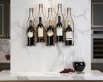 Botellero de pared, organizador de botellas retro de metal bronce