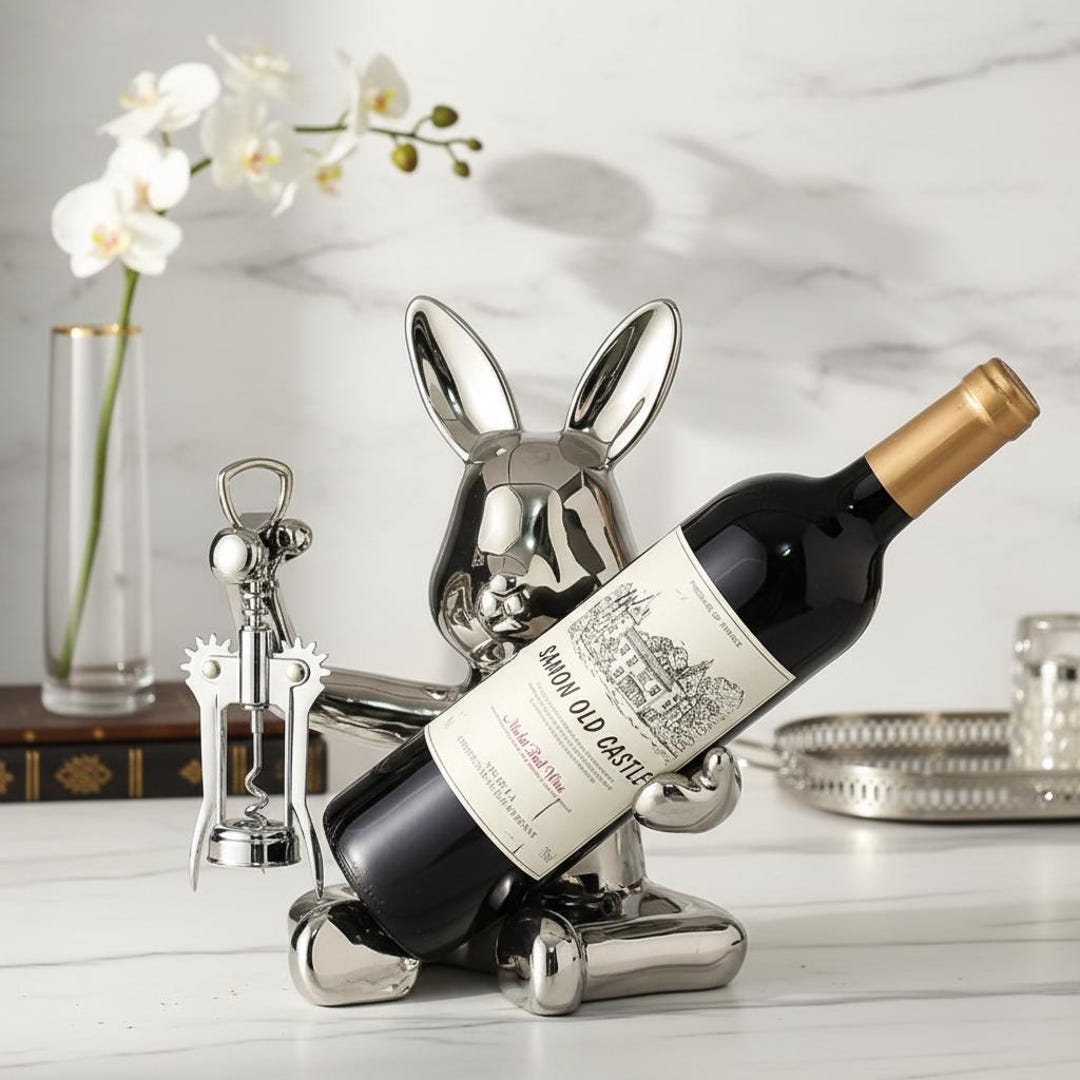 Wine Rabbit Shape Creative Ceramic Rabbit Wine Rack Holder | Decorative Bunny Wine Bottle ...