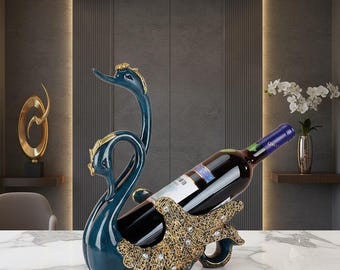 Botellero de resina con forma de cisne, elegante soporte decorativo para botellas de vino, decoración para bar en casa.