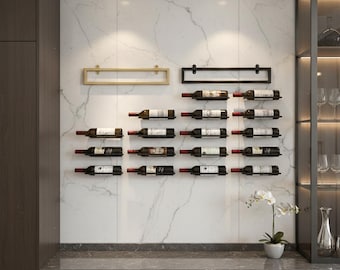 Botellero de hierro forjado para montaje en pared, soporte para botellas moderno y minimalista