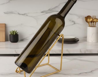 Estante de hierro para exhibición de botellas de vino, soporte de almacenamiento individual o doble para encimera.