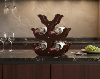 Botellero de madera, soporte vertical para botellas de mesa, decoración moderna para bar de cocina.
