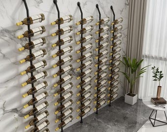 Juego de 5 botelleros modulares de hierro, expositor de pared para 60 botellas, organizador de bar moderno