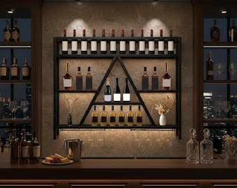 Estante de pared para botellas de licor, botellero metálico en forma de A, soporte para copas