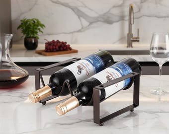 Botellero apilable de hierro, estilo minimalista europeo, para 3 botellas.