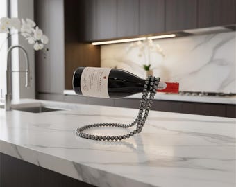Botellero con forma de collar de perlas, soporte colgante de resina y metal para botellas de vino, organizador de bar moderno.