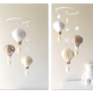 Baby mobile - Hot air balloon mobile - Cloud mobile - Neutral mobile