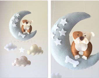 Baby mobile - Baby mobile dog - bulldog mobile - dog mobile - moon mobile - personalized baby gift - baby gift - pet gift  - custom dog baby