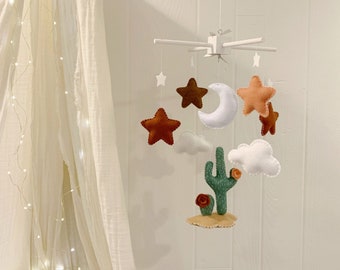 Desert Baby mobile - baby Decor  - neutral nursery - desert mobile - Stars and clouds mobile - cactus mobile - nursery decor - clouds mobile