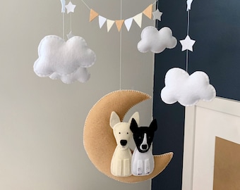 Baby mobile dogs - dog mobile - nursery decor dogs - moon baby mobile - puppy baby mobile - baby mobile pet - custom dog Mobile baby