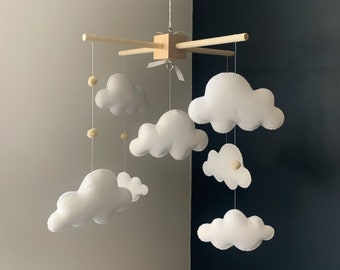 Baby mobile - cloud mobile - neutral baby mobile - neutral nursery - baby mobile clouds - mobile clouds