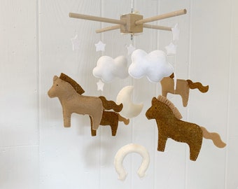 baby mobile - baby crib mobile - horse mobile - cowboy mobile - farm baby mobile - baby decor horse - horseback nursery