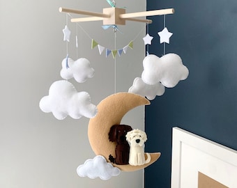 Baby mobile dogs - dog mobile - nursery decor dogs - moon baby mobile - puppy baby mobile - baby mobile pet - custom dog Mobile baby
