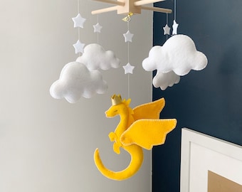 Baby mobile - Dragon mobile - fairytale mobile - baby mobile dragon - dragon nursery - fairytale nursery - baby - gender neutral baby