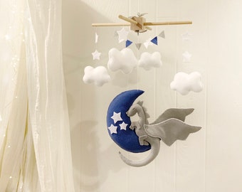 Dragon Baby Mobile boy nursery – Felt Nursery Decor, Fantasy Gift