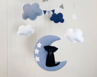 Baby mobile - Dog mobile - Baby Crib Mobile - Baby Mobile dog - puppy Mobile - Labrador - baby mobile moon - blue nursery - custom dog decor