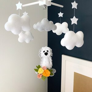 Baby mobile, Dog mobile, Baby mobile flowers, custom dog hanging mobile,  Mobile dog, puppy Mobile, old english sheepdog - baby Mobile girl