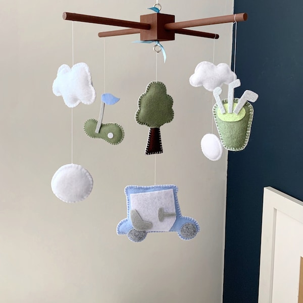 Baby Mobile golf, golfing nursery, golf baby decor, custom Baby crib mobile, baby boy mobile, kids room decor, nursery decor golf, boy room