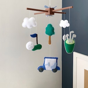 Baby Mobile golf, golfing nursery, golf baby decor, custom Baby crib mobile, baby boy mobile, kids room decor, nursery decor golf, boy room