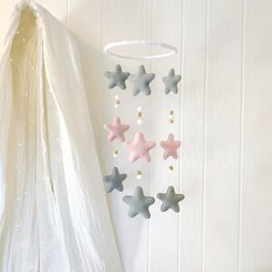 Baby mobile - stars mobile - baby mobile stars - baby mobile girl - crib mobile - baby decor pink - Pink and Gray Mobile
