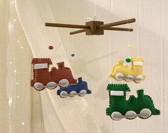 Baby Mobile -Baby Crib Mobile - train Mobile - Neutral babY mobile - crib mobile - nursery decor train - train baby decor - baby decor train