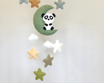 Panda Baby Mobile - Moon, Stars & Clouds Nursery Decor