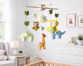 Forest woodland animals baby mobile - gender neutral nursery mobile animals - colorful baby room