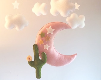 Baby mobile - Moon mobile - desert mobile - Stars and clouds mobile - cactus mobile - clouds mobile