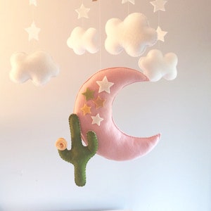 Móvil para bebé - Móvil de luna - Móvil de desierto - Móvil de estrellas y nubes - Móvil de cactus - Móvil de nubes
