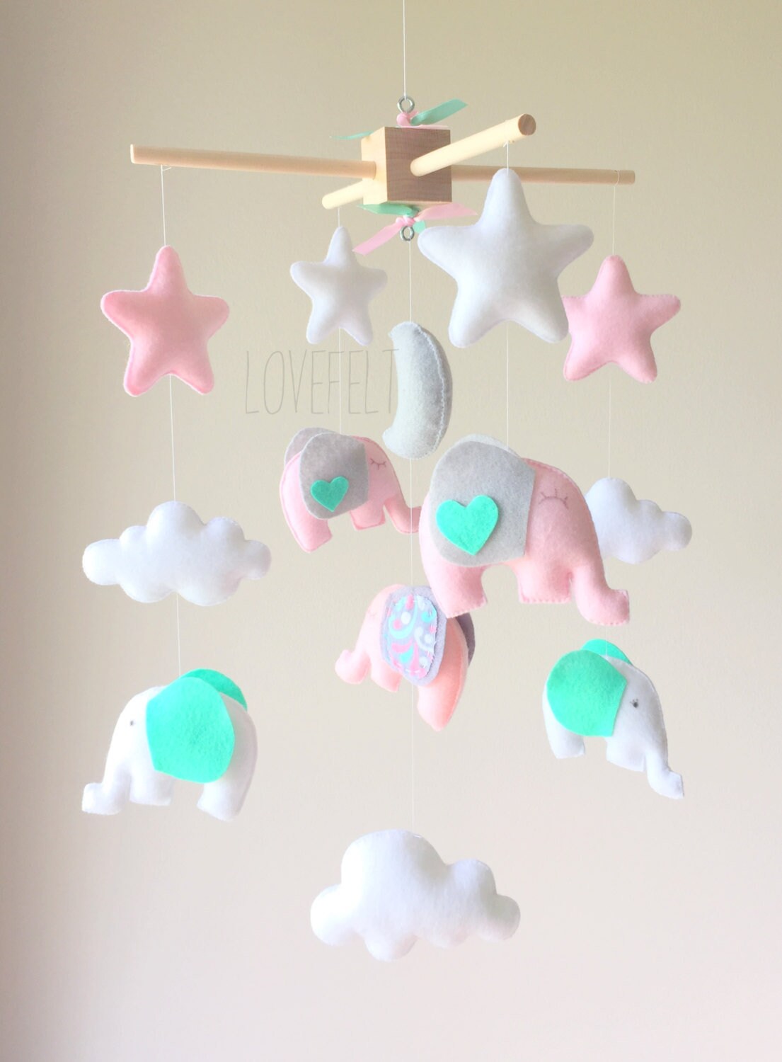 Baby Mobile Elephant Mobile Nursery Mobile Baby girl Etsy