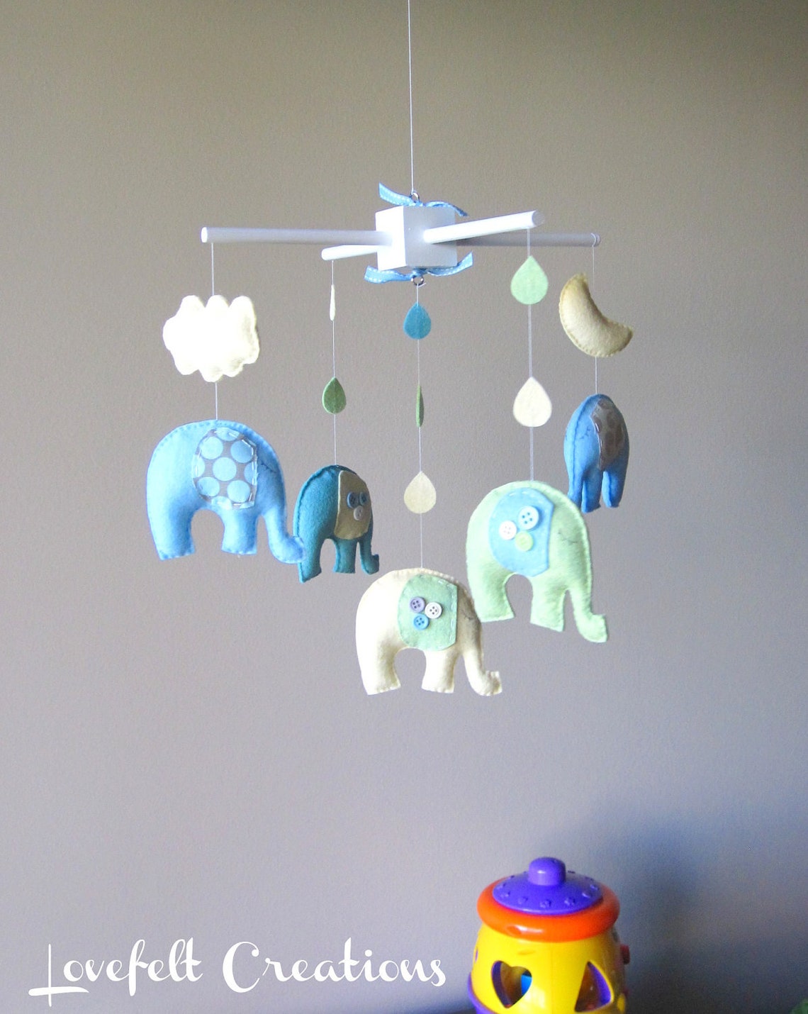 Baby mobile Baby crib Mobile Eli Elephant Mobile Nursery Etsy
