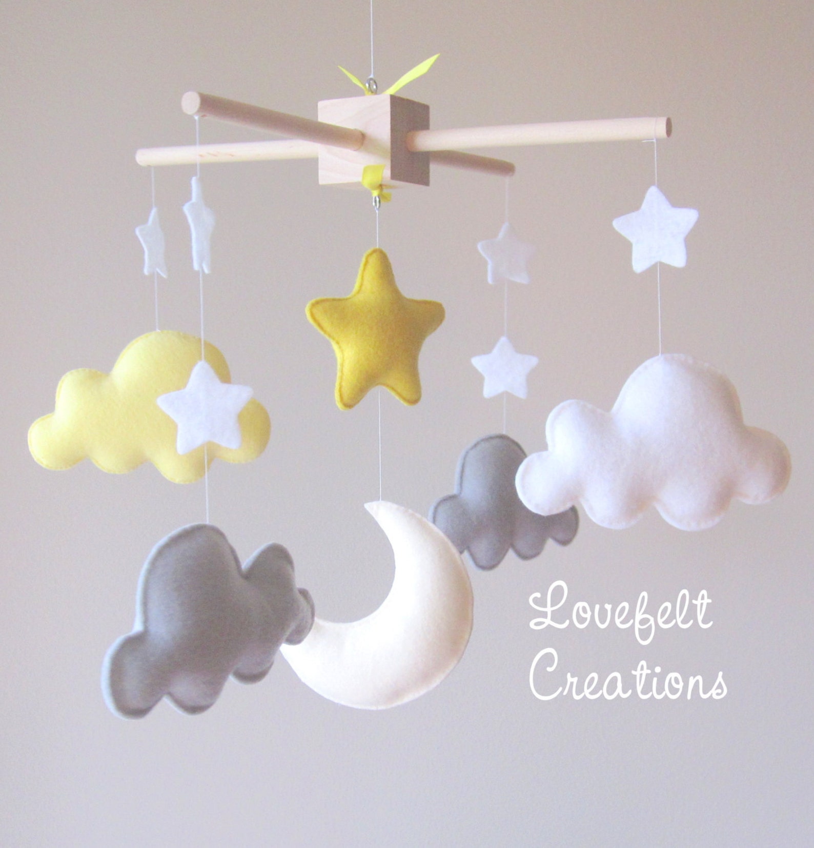 Baby Mobile Cloud Mobile Moon Clouds Mobile Yellow and Etsy Canada