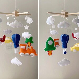 Baby Mobile transportation - baby Mobile train - transportation nursery - air balloon Mobile - baby Mobile - baby Mobile train - nursery