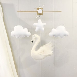 swan baby mobile - swan decor - swan nursery - white nursery - boho nursery - baby crib mobile - baby mobile neutral - baby mobile girl