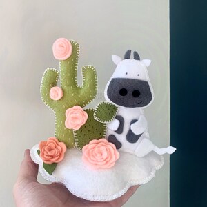 Baby Mobile cow, cactus mobile, baby Mobile clouds, baby decor farm, farm nursery, baby girl mobile, baby nursery cactus, baby girl nursery image 5