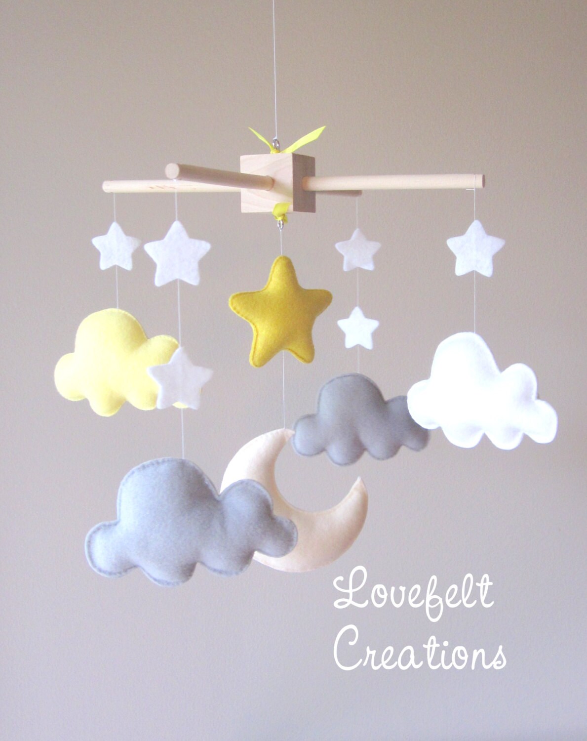 Baby Mobile Cloud Mobile Moon Clouds Mobile Yellow and Etsy Australia
