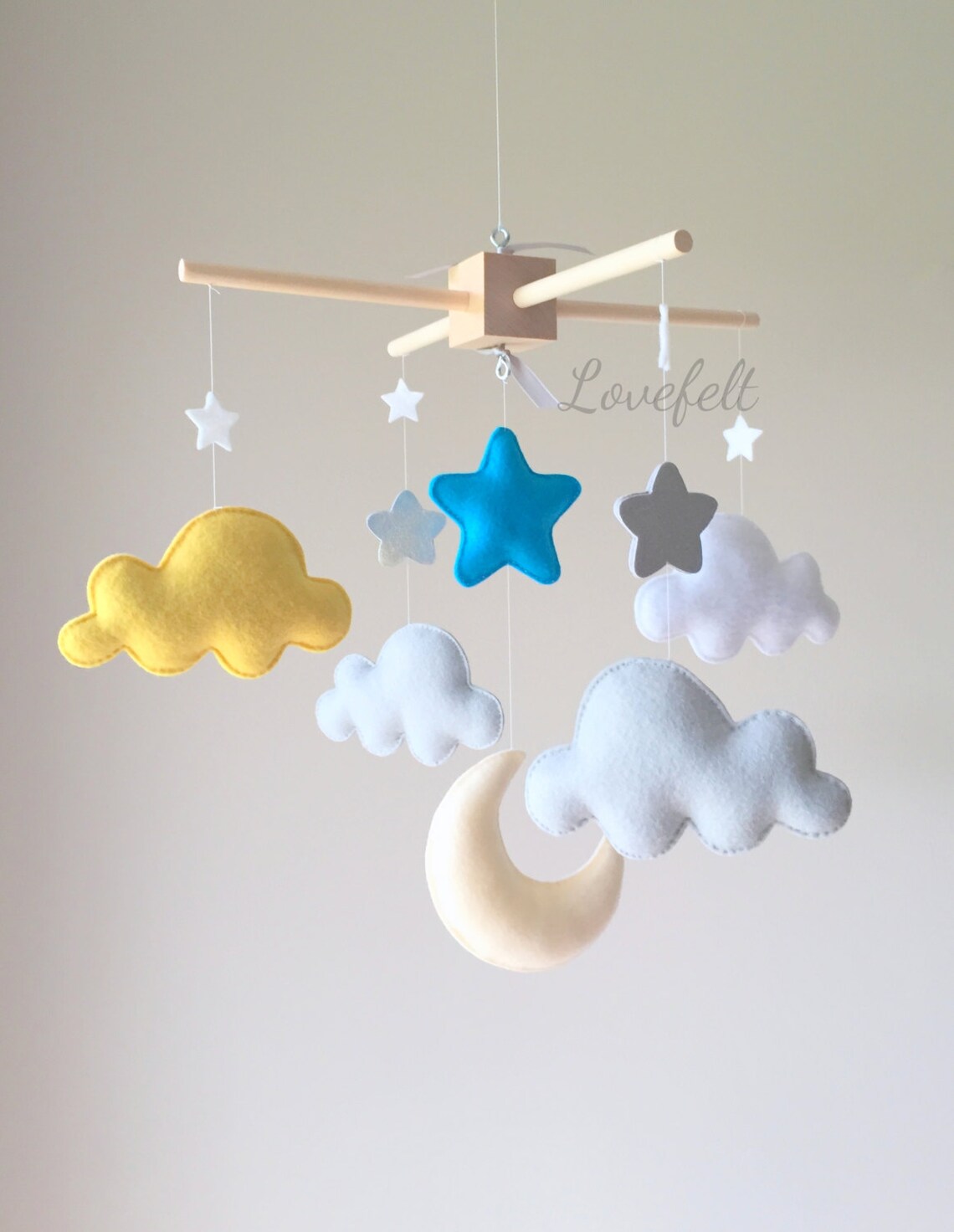 Baby Mobile Cloud Mobile Moon Clouds Mobile Yellow and Etsy