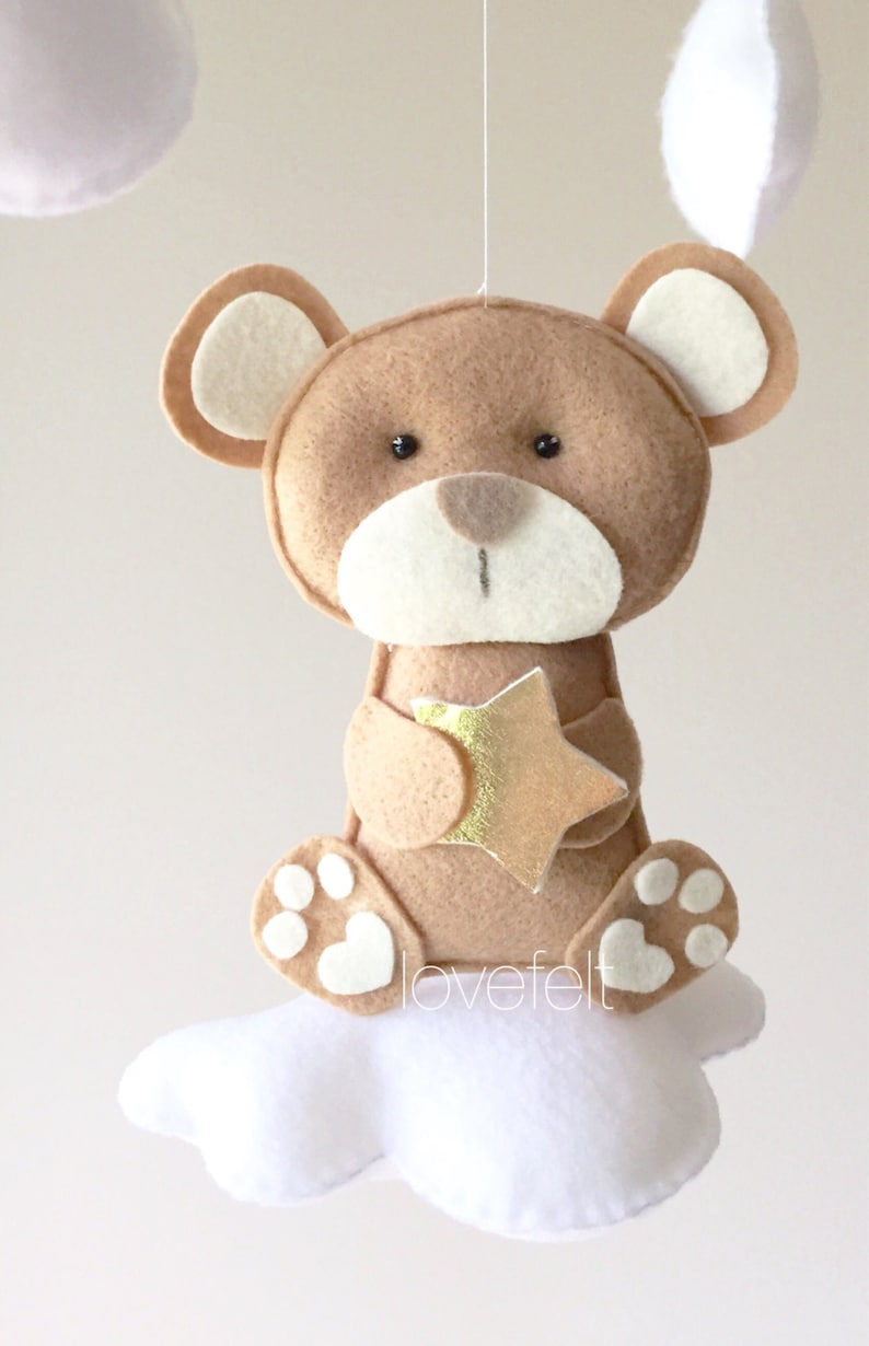 Baby Mobile Bear Mobile Clouds Mobile Teddy Bear Mobile Etsy