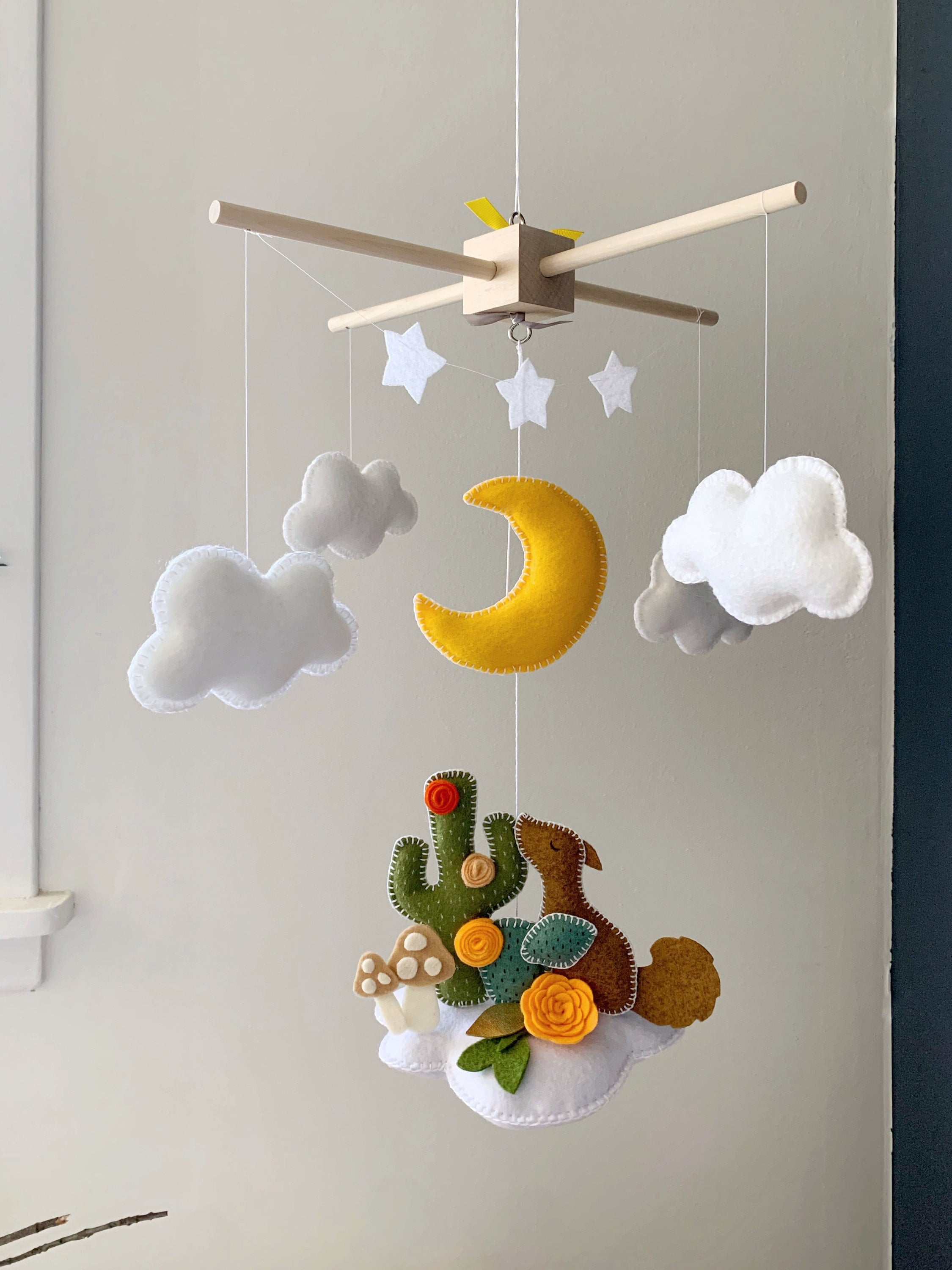 Desert baby mobile - cactus nursery - Baby mobile - desert mobile - coyote mobile - cactus mobile - clouds mobile