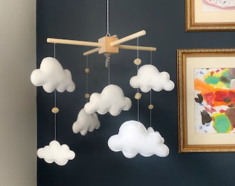 Baby mobile - cloud mobile - neutral baby mobile - neutral nursery - baby mobile clouds - mobile clouds