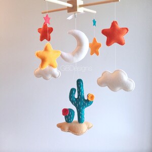 Baby mobile - desert mobile - Stars and clouds mobile - cactus mobile - clouds mobile