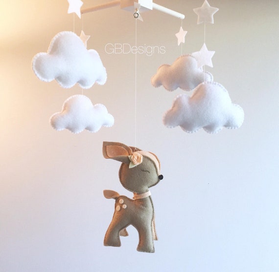 Mobile Bebe Bebe Faon Mobile Mobile Bois Cerf Mobile Etsy