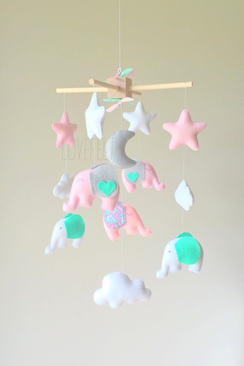 Baby Mobile Elephant Mobile Nursery Mobile Baby girl Etsy