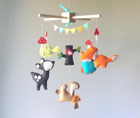 Woodland Mobile Bebe Renard Bebe Foret De Mobile Woodland Etsy