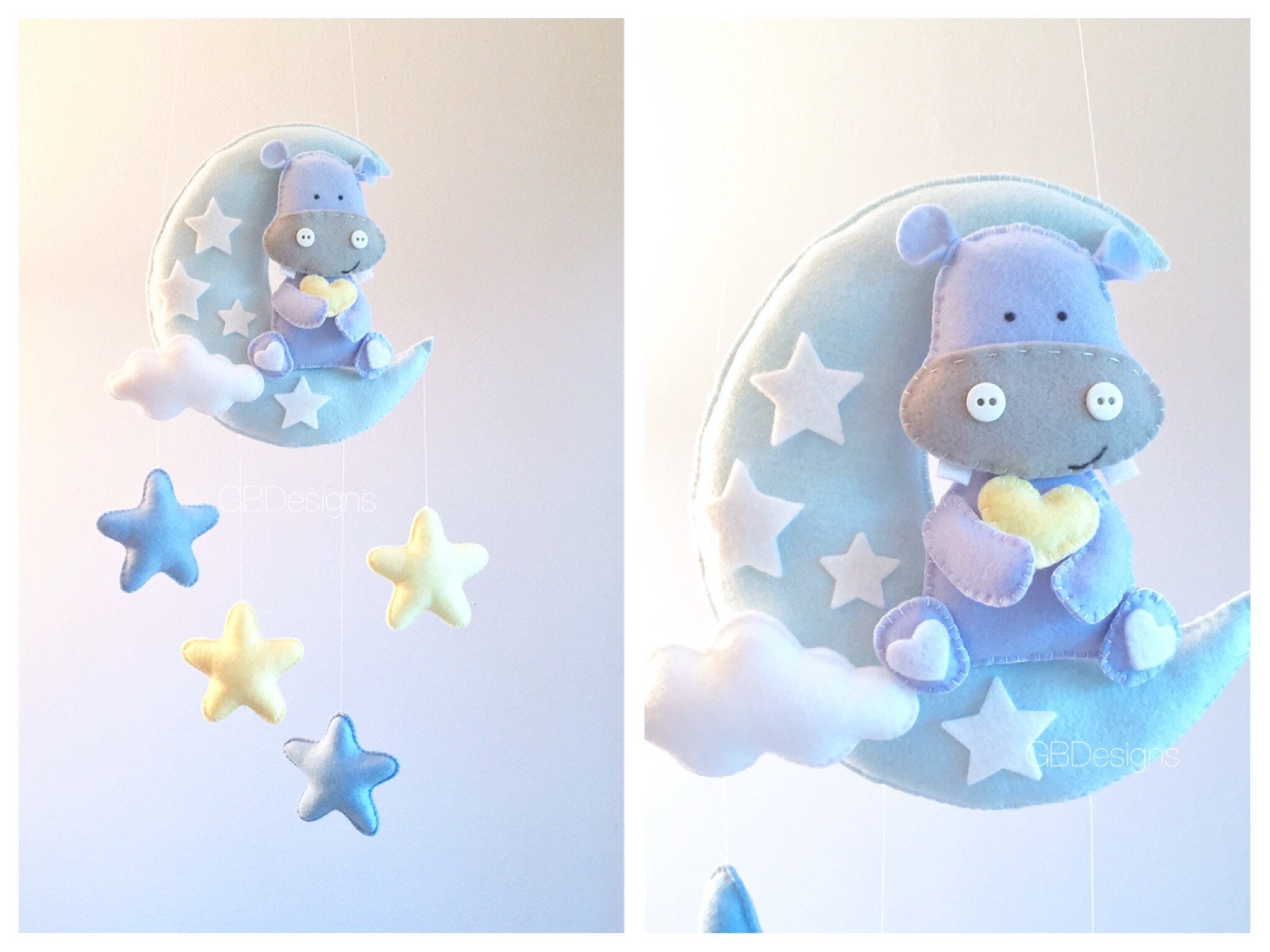 Baby mobile hippo mobile baby mobile hippo moon mobile Etsy
