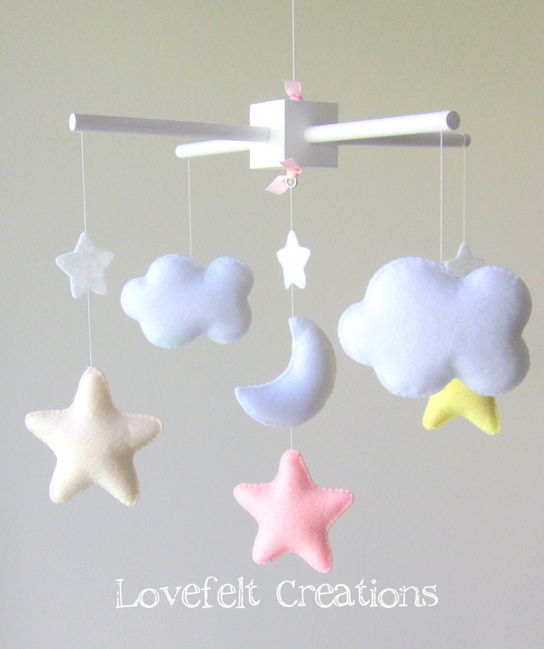Baby Crib Mobile Baby Mobile Pink Yellow Mobile Custom Etsy